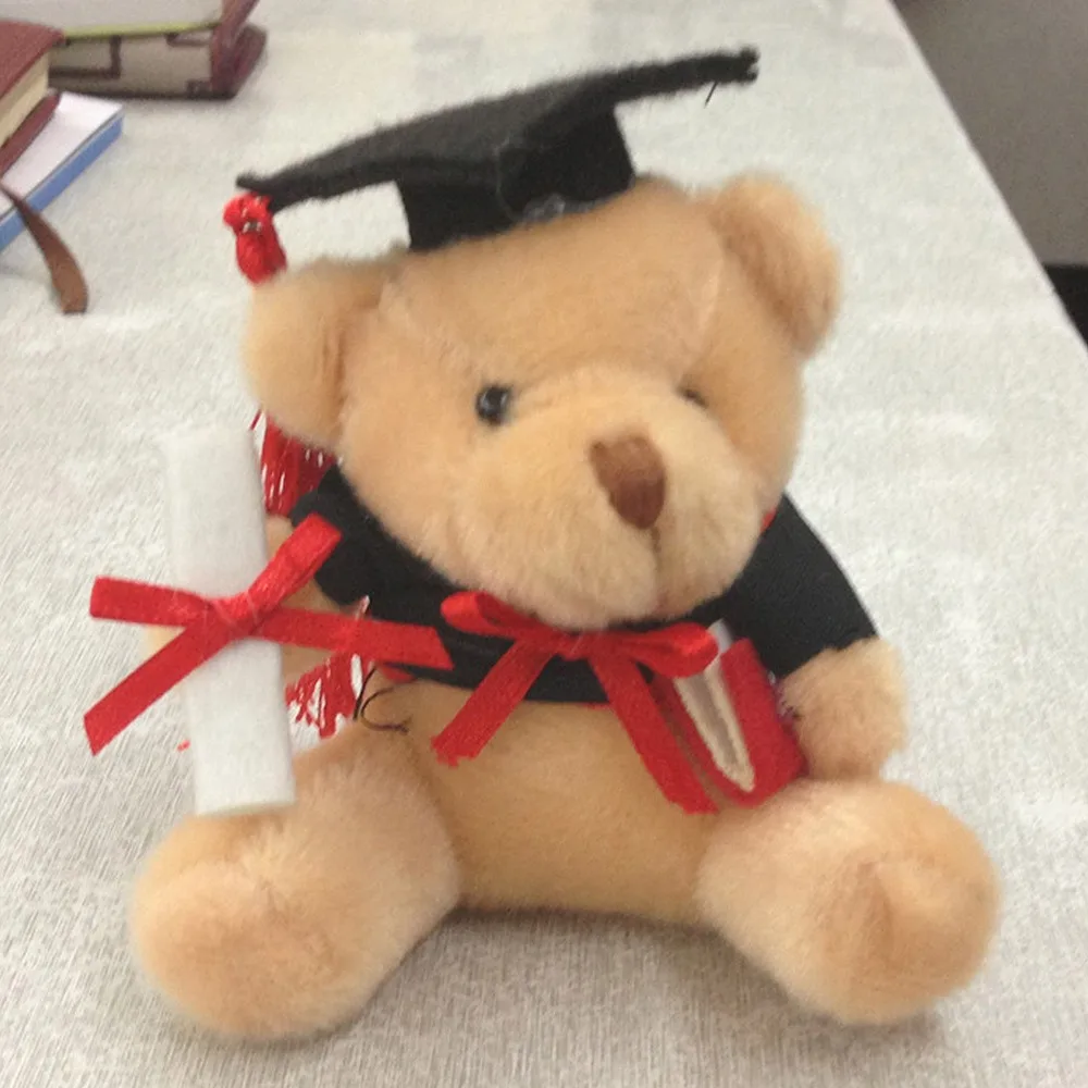 Cartoon Plush Doll Keychain Dr. Bear Cute Bear Graduation Bear Gifts Fur Pompom Bear Bag Pendant Bag