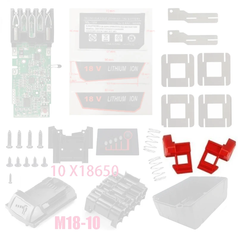 Imagem -04 - Li-ion Bateria Peças Plásticas Key Case Peças Plásticas Fivela de Botão para Miwoqi Bateria de Lítio Células 10 Células 18v