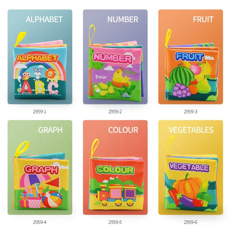 Hot Selling Early Education Infant Teaching Aids Cognition Washable Fabric Cover Infant Cloth Book Wholesale