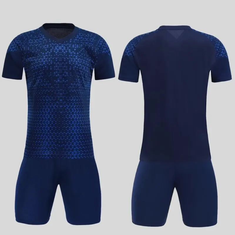 Triangle Print Short Sleeve Team Club Training Soccer Jersey for Men Kids New in Summer 2 Piece Football Uniform Accessories