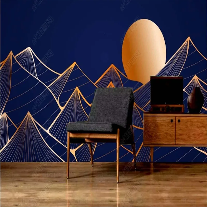 Modern Fashion Light Luxury Abstract Golden Line Wall Paper Home Decor Geometric Living Room Mural TV Sofa Background Wallpapers