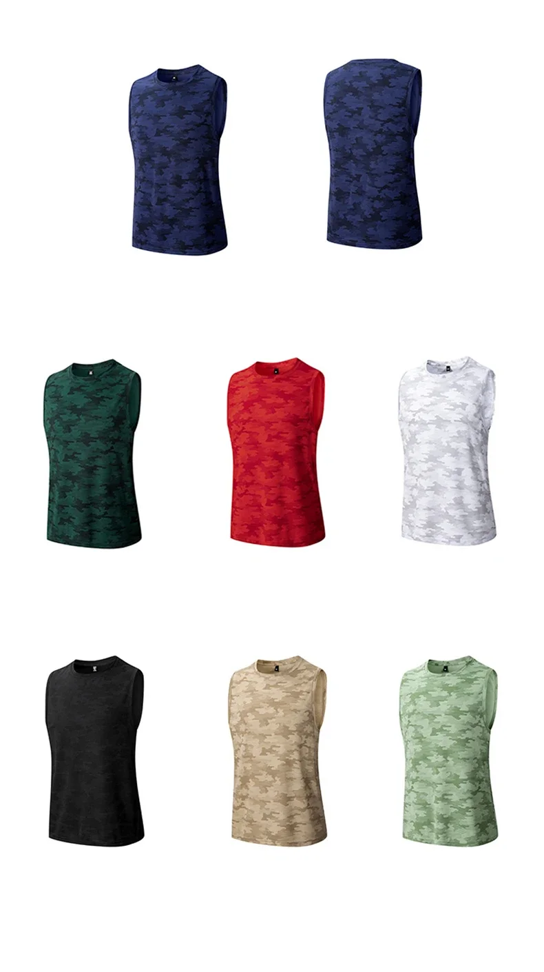 Outdoor Herren Schnelltrocknend Fitness Bodybuilding Shirt Ärmellos Tarnmuster T-Shirt Männliche Basketball-Weste Atmungsaktives Mesh Gym Tanktop für Männer – Detail 2