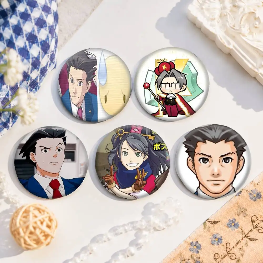 Cute Ace Attorney Chibi Cosplay COSTUME Badge Pin Tinplate Brooch Prop Xmas Gift Birthday Gift