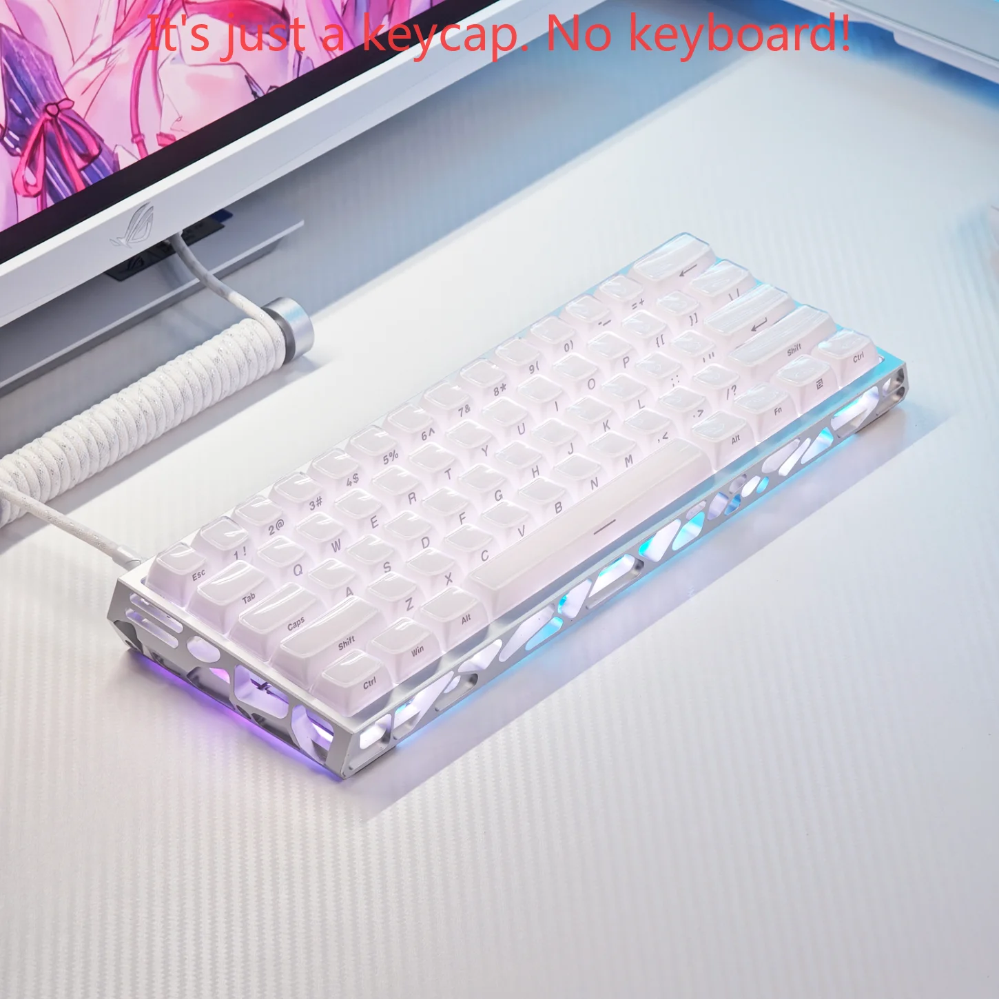 Crystal Keycaps, Pure White Side Engraved Opaque OEM Keycaps PBT 136 Keys, Customized for 60/84/98/108 Mechanical Keyboards