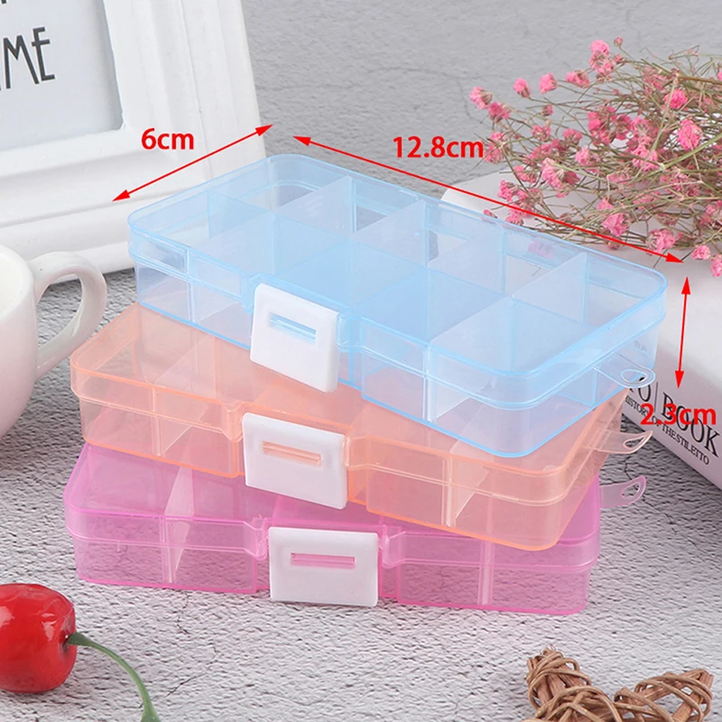 Detachable Plastic Box PP Transparent Lidded Jewelry Tool Organizer 10 Compartments Plastic Storage Box Jewelry Container