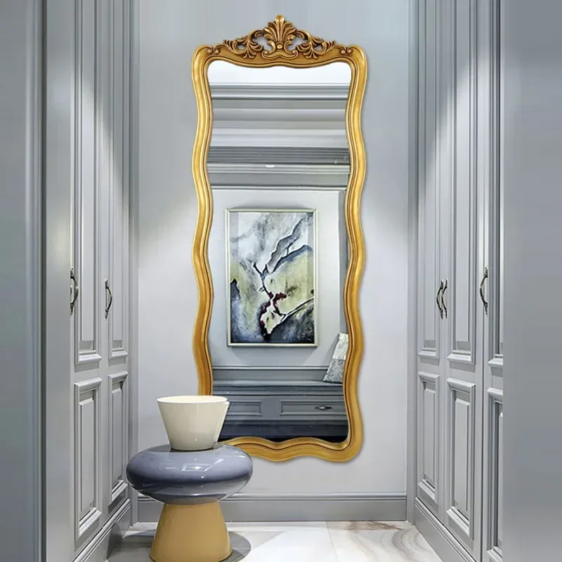 for French European Retro Wave Full Length Mirror Floor to Ceiling Wall Mounted Fitting Mirror for Home Clothing Store
