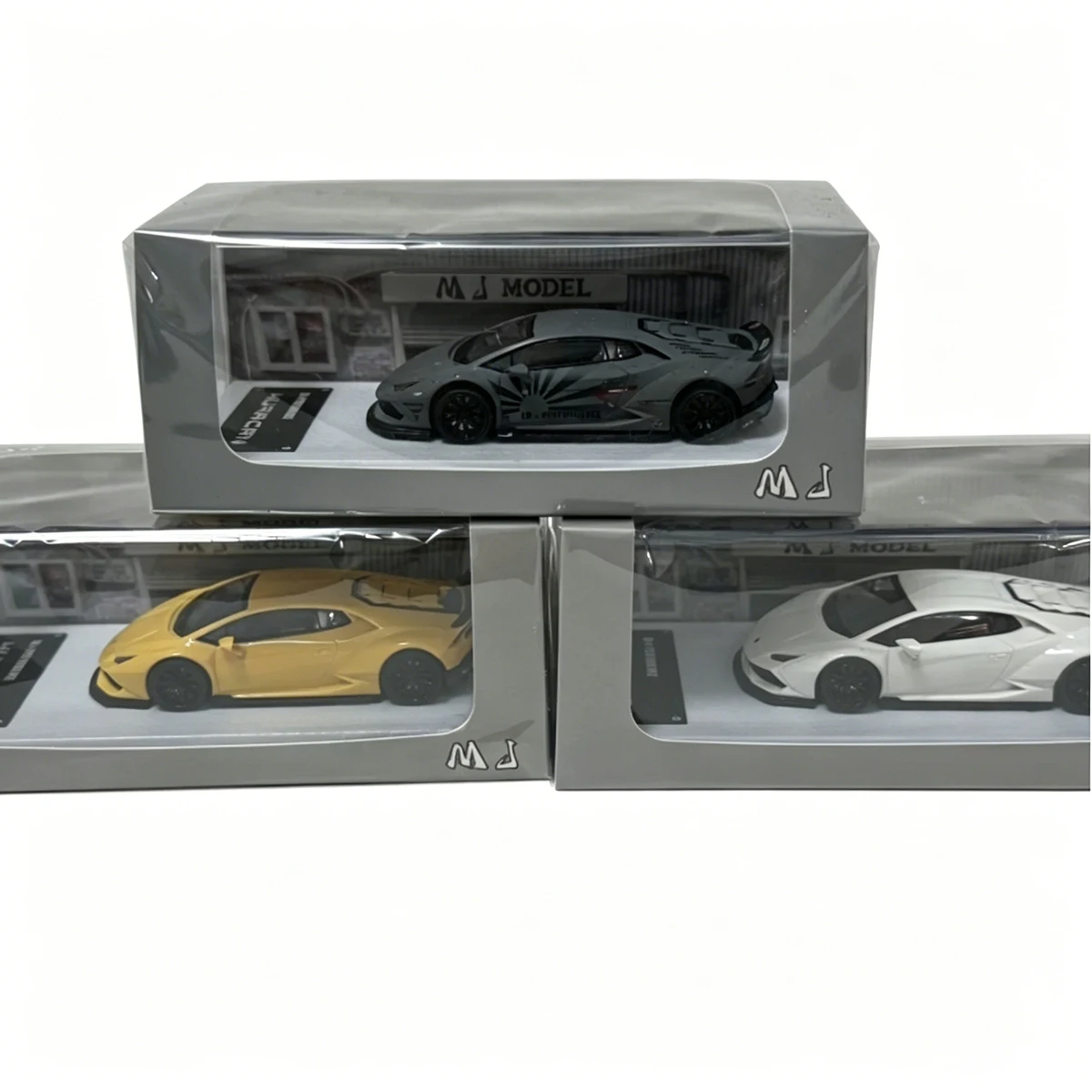 MJ Model 1:64 Lamborghini Huracan STO Resin Model Car Collection (3 Variants: Rising Sun Matte Grey/Yellow/White) In Stock