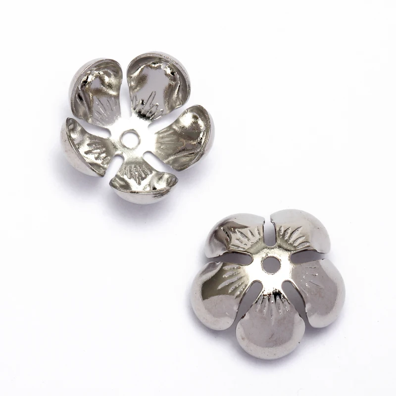 50pcs/lot 13x5mm Flower Beads Cap Retro Silver Sculpture Leaf Beads Cap DIY Jewelry Accessories Jewerly Findings Components