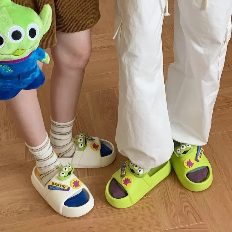 Cute Cartoon Toy Story Alien Summer One-Line Slippers EVA Soft Bottom Fun Cartoon Sandals for Outer Wear for Girl