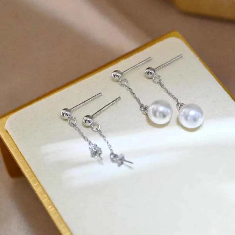 

Natural Beauty AAAA 8-9mm Round White South Sea Pearl Earrings 925 Silver