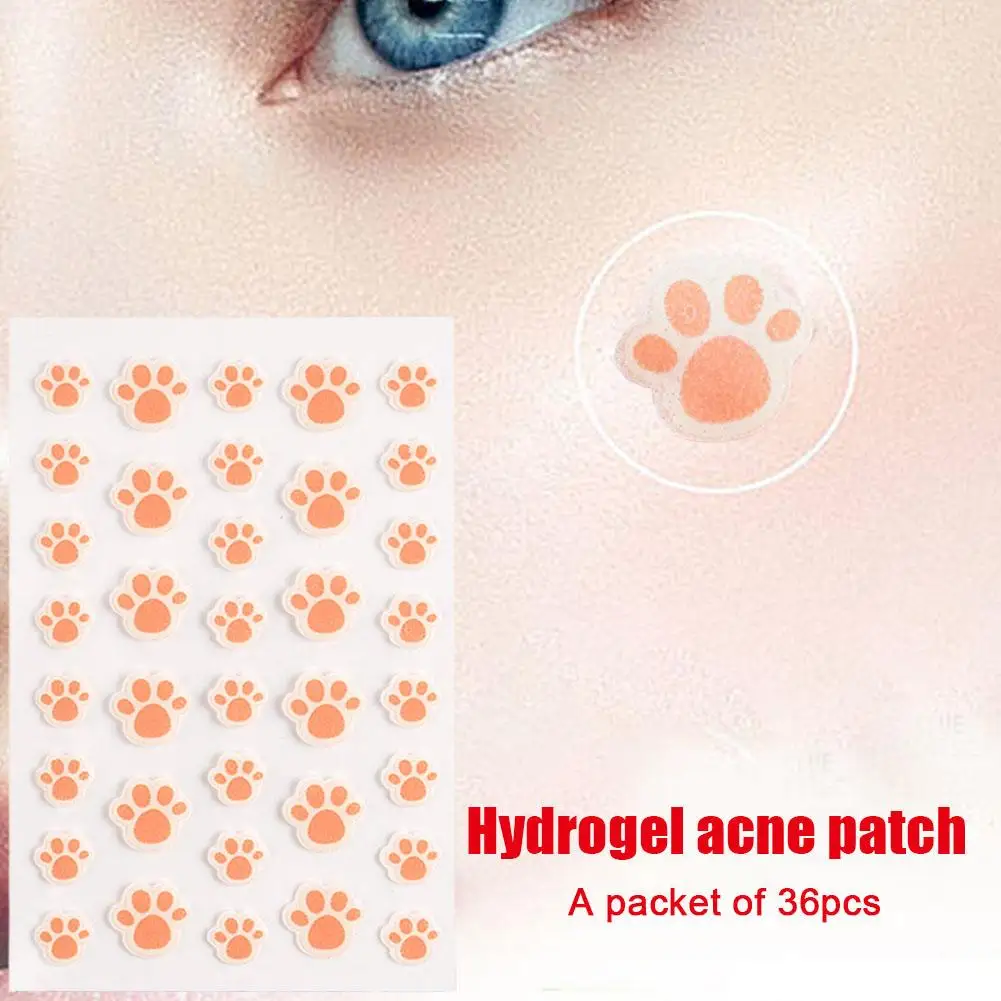 

36/sheet Acne Pimple Patch Sticker Waterproof Acne Cat SkinCare Hidden Remover Tool Paw Pimple Spot Mask Facial Pimple Cute Y4W7