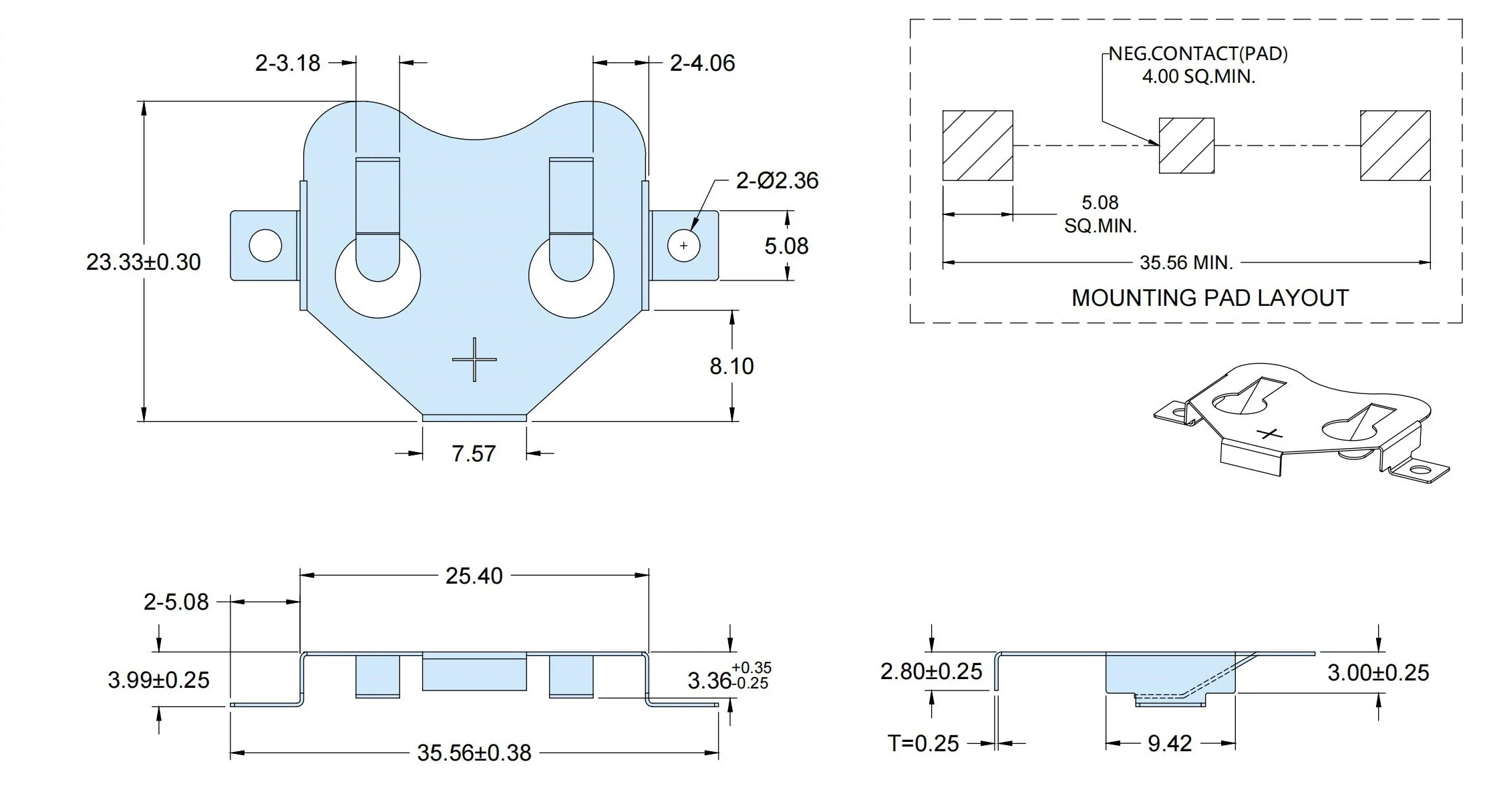 CR2430 Battery Holder Clip SMT Holder for 2430 Cell Replacement of 3006