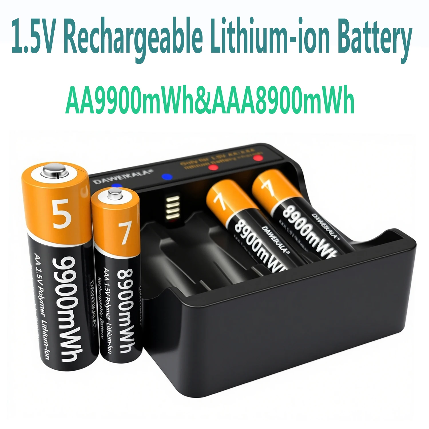 

Long lasting battery life AA9900mWh&AAA8900mWh 1.5V Rechargeable Lithium-ion Battery