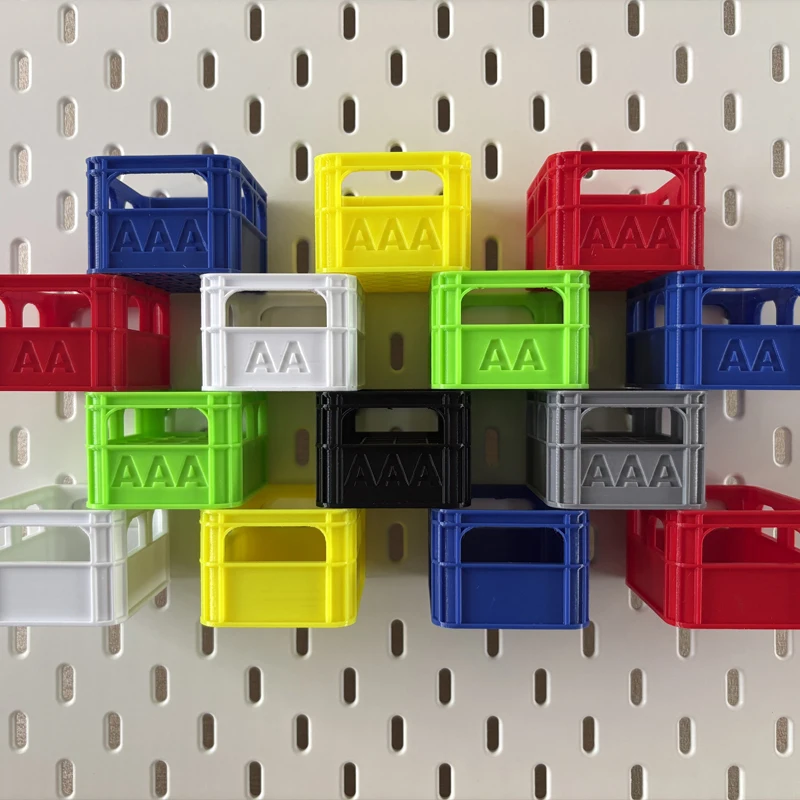 3d impresso skadis pegboard rack de armazenamento de parede tipo gancho caixa de armazenamento de bateria diy caixa de cerveja aa & aaa & 9v & 18650 bateria cesta de armazenamento caixa de armazenamento