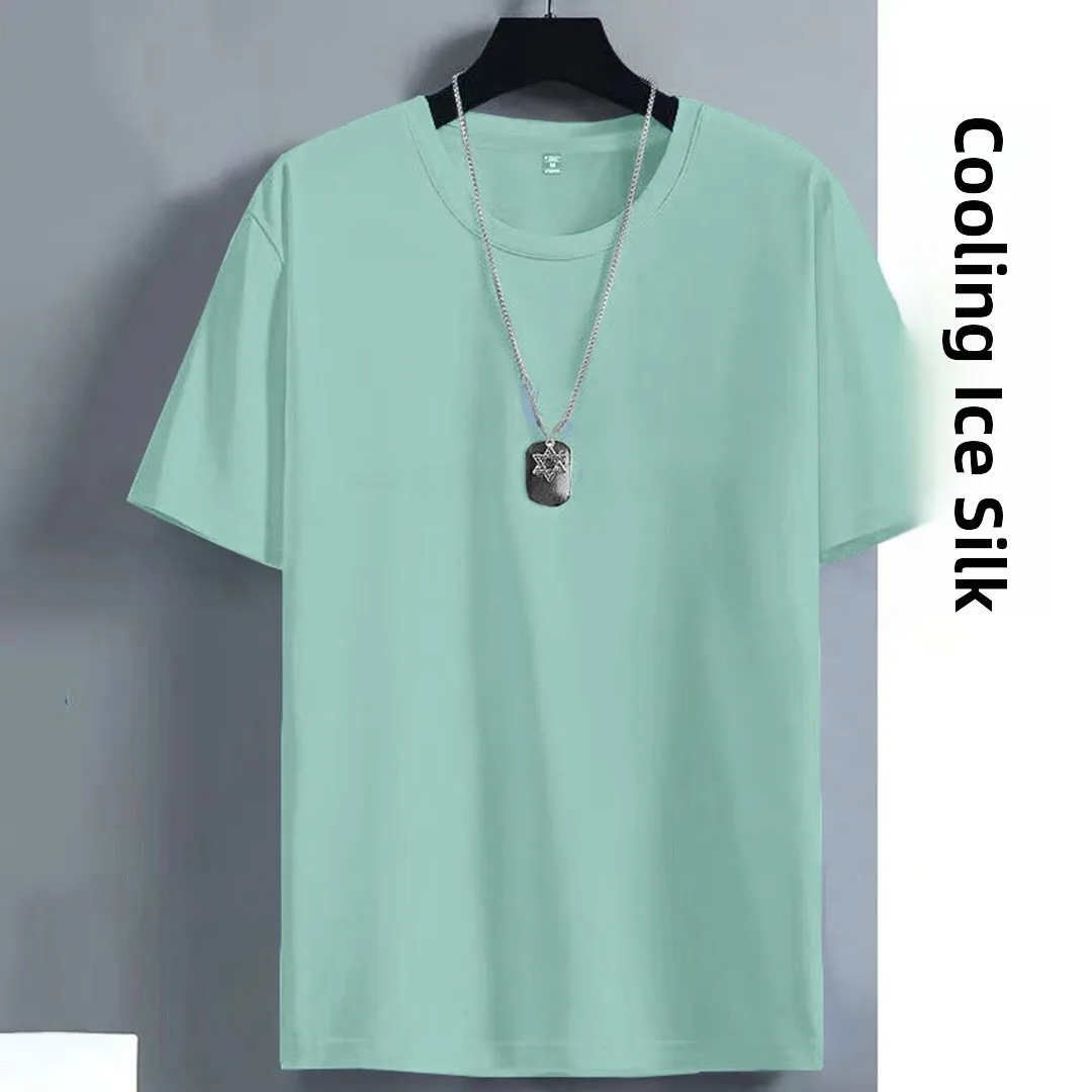 

Футболка Ice Silk Me Thin Loose ort Sve, мужская повседневная универсальная футболка Cool Feeling, дышащий спортивный топ Qui Dry, корейский слэ...