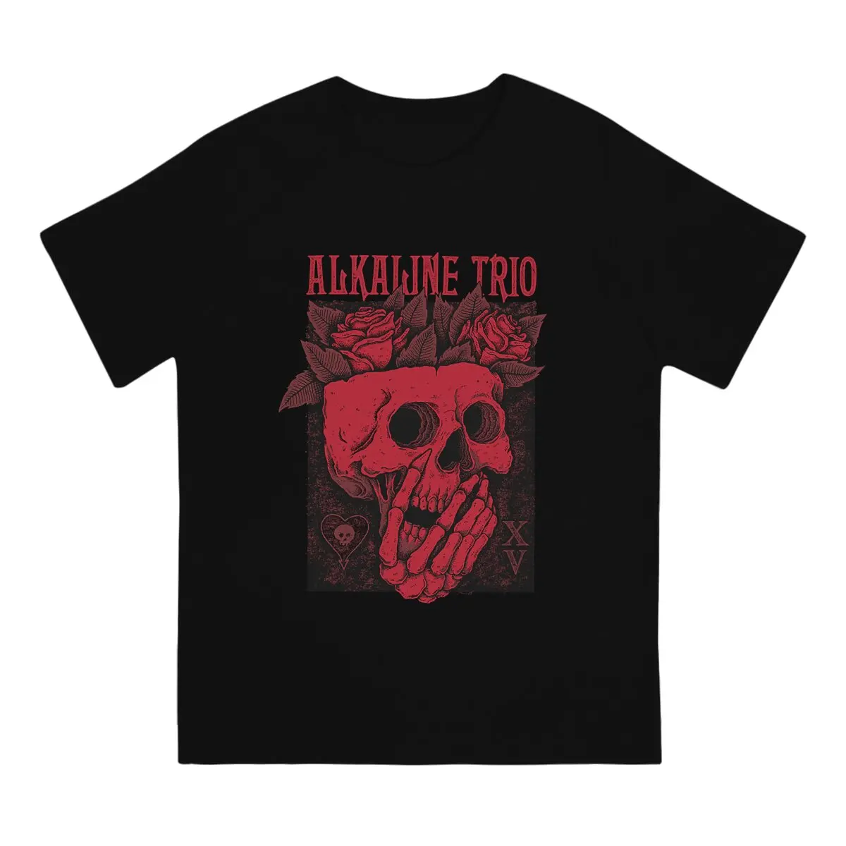 Alkaline Trio Creative TShirt for Men PUNK Rose  Skull Round Neck Pure Cotton T Shirt Hip Hop Gift Clothes OutdoorWear