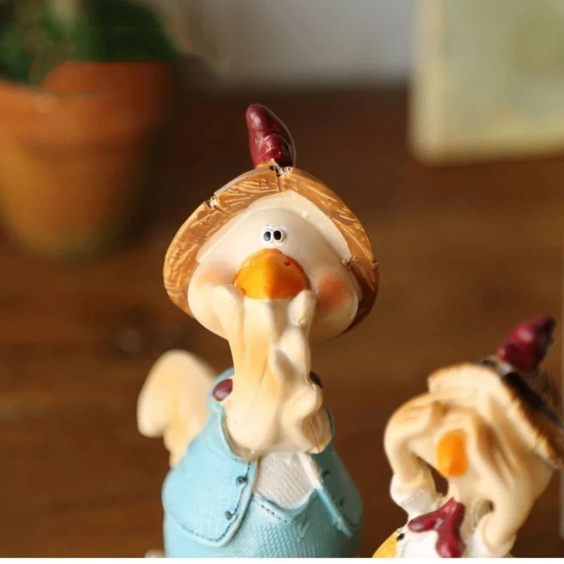 Figuras de animales de estilo americano, adorables artesanías de resina de animales de granja, perfectas para sala de estar o escritorio, regalos cálidos para decoración del hogar