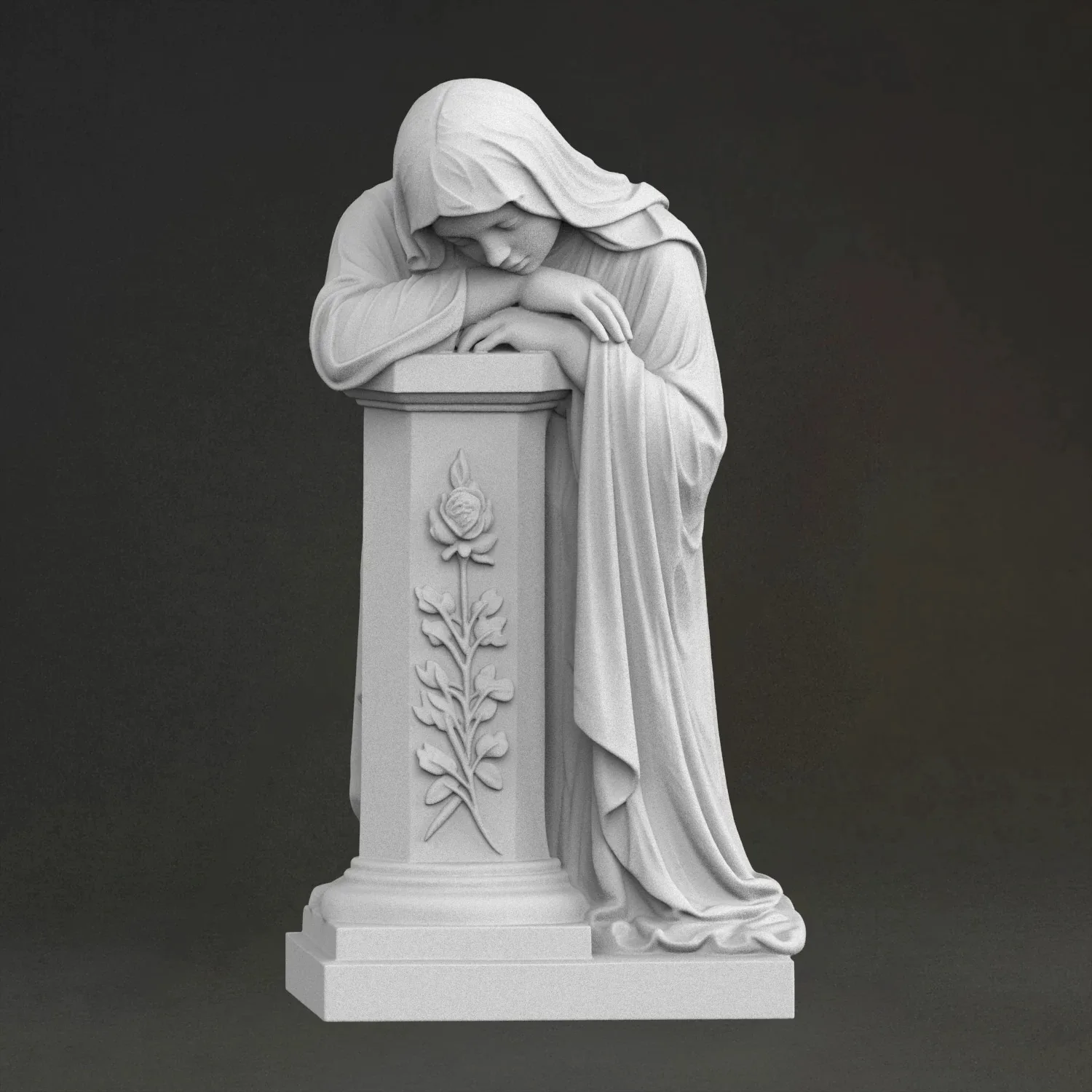 'A girl's longing' Sculpture, 3D Printed Resin Material, Hand-Painted, Plaster-Like Textured Decoration (Ships Within 10 Days)