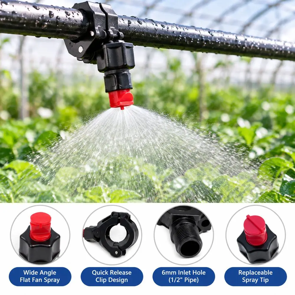 New Plastic Spray Nozzle Wide Angle Low Pressure Flat Fan Nozzle Tongue-Type Flat Fan Spray Eyelet Clamp Nozzle Washing