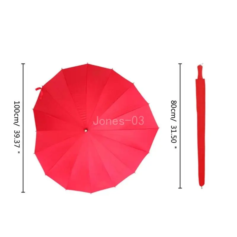 Q6PE Beautiful Accessory Heart Shaped Umbrella with Delicate Lace Trim