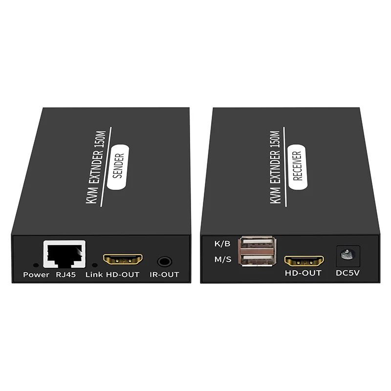 150M USB KVM HDMI-compatible  Extender over Ethernet Cat5e/6 Cable 1080P KVM Splitter with Loop Out for PC NVR Mouse Keyboard