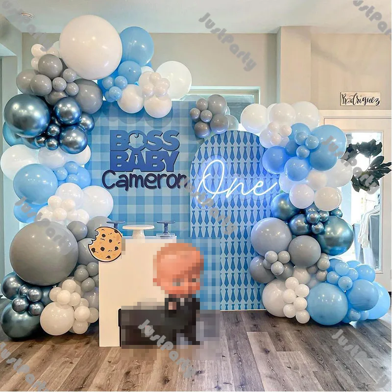 167pcs Blue Balloon Garland Arch Kit Boy 1st Baby Boss Birthday Party Decoration Gender Reveal Balloon Baptism Baby Shower Decor