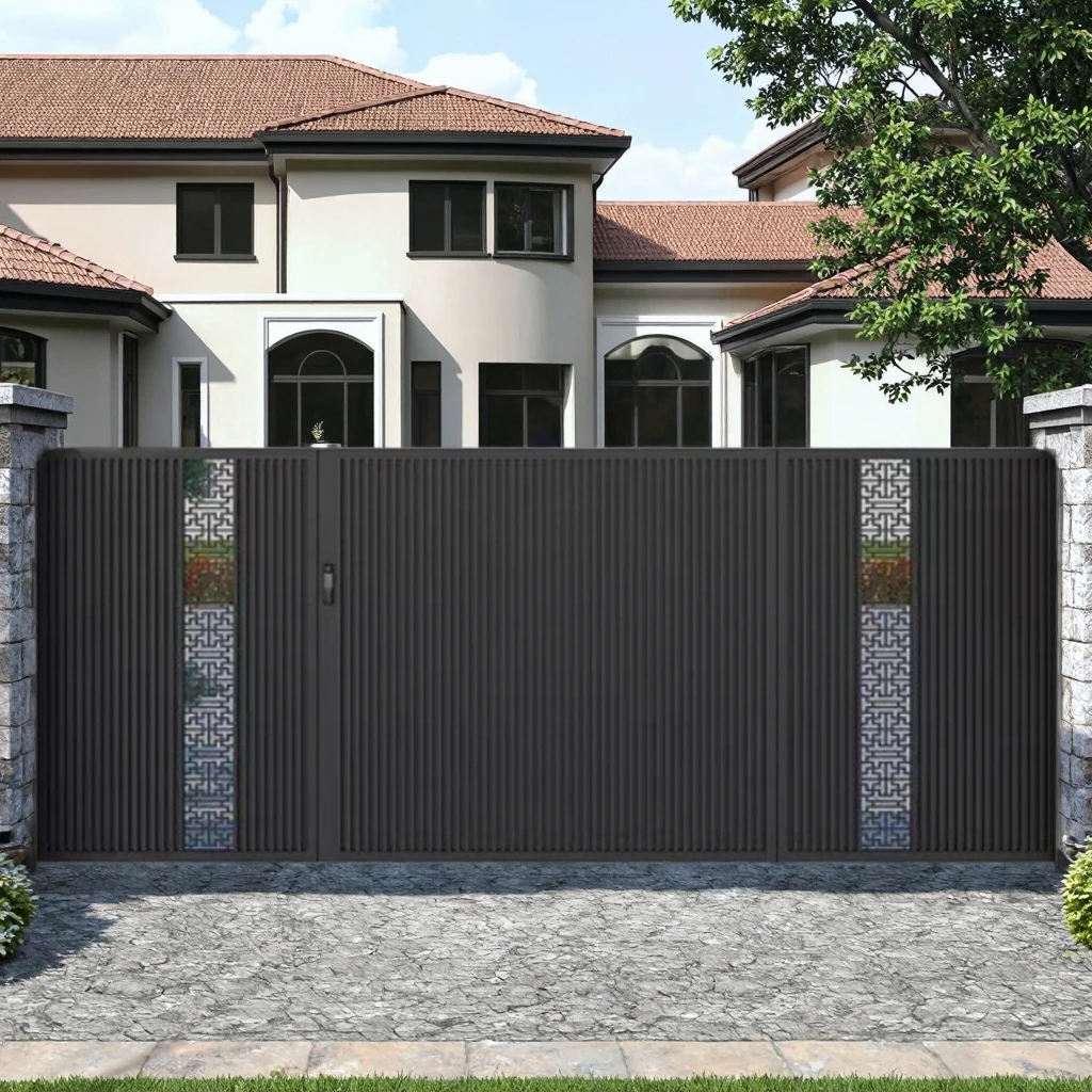 Customization Aluminum Driveway Gate House Gates Automatic Slide Aluminium Gate Garden Electric Sliding Gate
