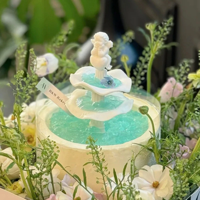 Силиконовая форма для украшения торта на день рождения ng Pool Little Angel, винтажная водная колонна, фонтан, кухонные инструменты для выпечки