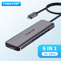 Lemorele USB C Docking station TC73-PLUS Dual HDMI USB hub 3.0 6-in-1 ports Type C adapter 5Gbps transfer for windows MacOS Dell