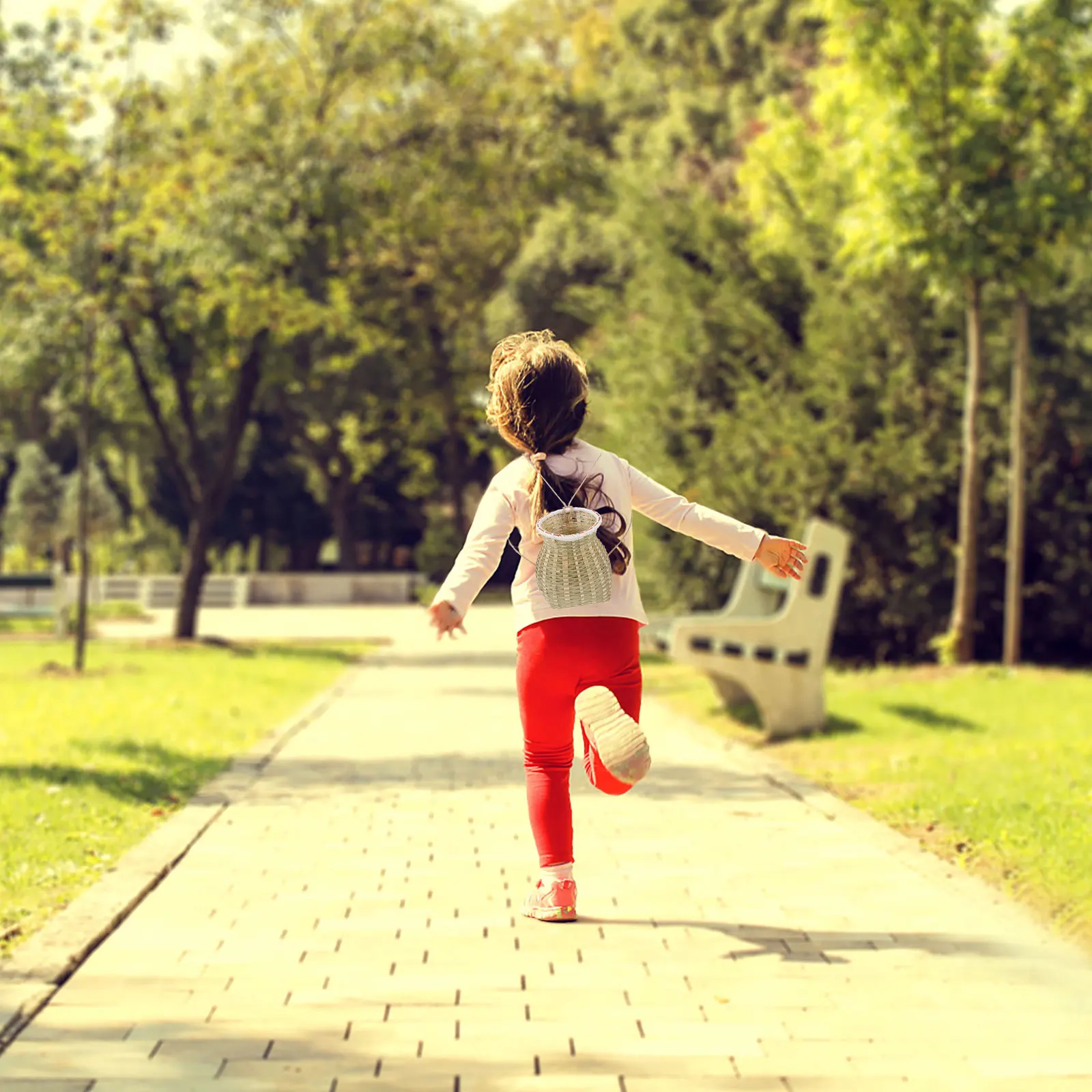 

Handwoven Bamboo Picking Basket for Kids Cute Woven Knapsack Multipurpose Storage Craft DIY Blank Children Performance Prop