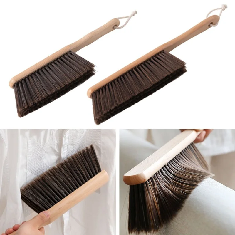 2PCS Natural Wood Bristles Brush Anti-static Desktop Bar Grinder Coffee Powder Cleaning Brushes Domestic Bed Sweeping Broom