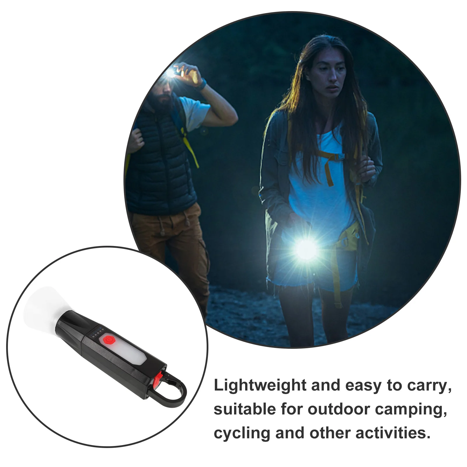 Handheld Flashlight LED Rechargeable Camping Lamp Multifunctional Lights Plastic Solar Travel Emergency