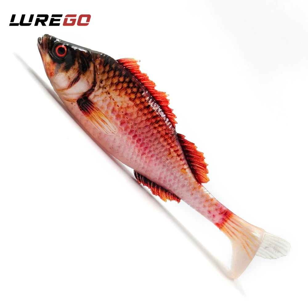 4/5 Stück 3D-gedruckter T-Tail Gummiköder mit Realistischen Schuppen, 7cm/9cm Langsam Sinkender Schwimmköder für Präzise Tiefenkontrolle, Zielt auf Barsche