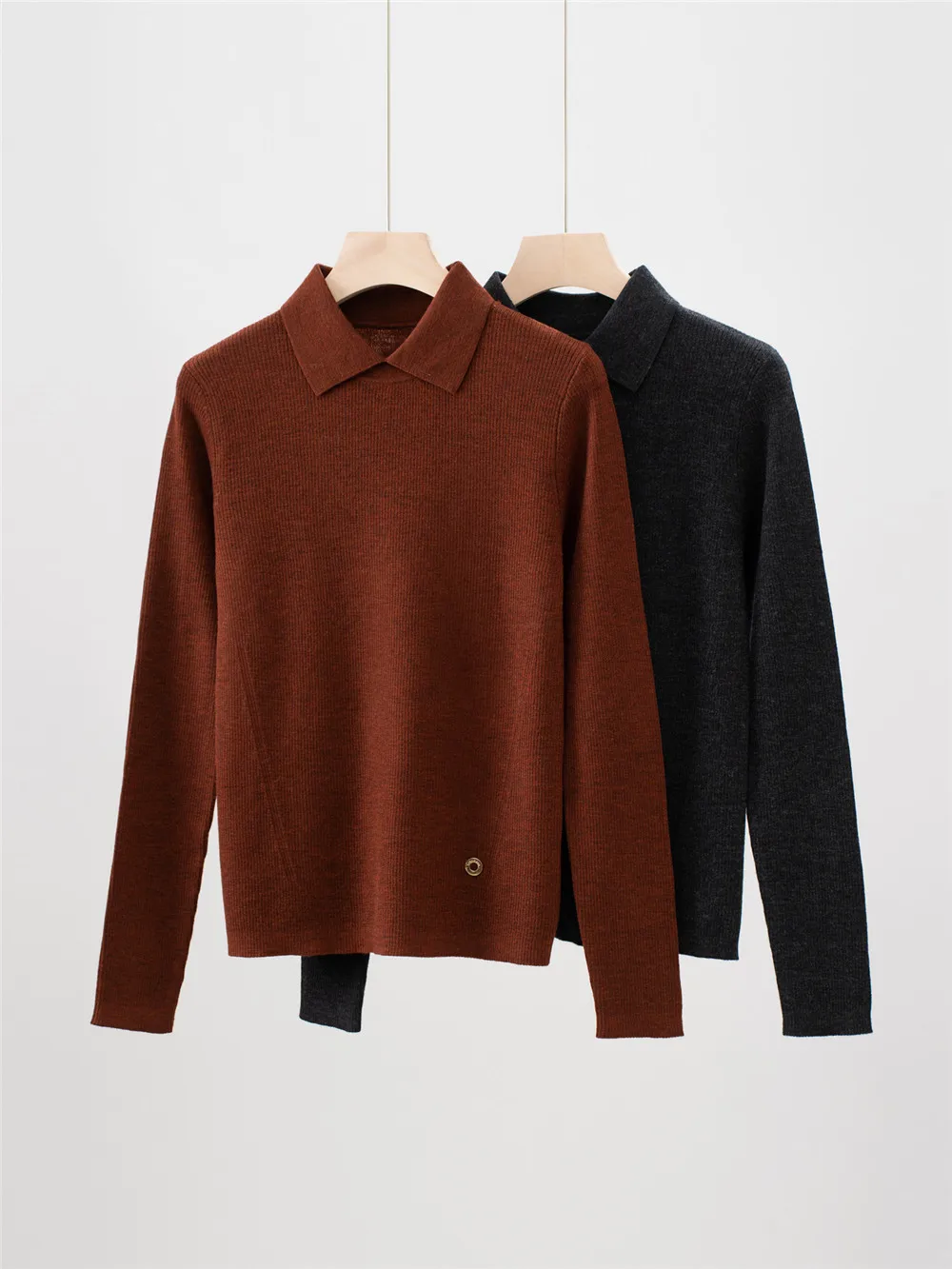 

25 Autumn/Winter New Wool Collar Long Sleeved Sweater Casual Versatile Women's Knitted Top