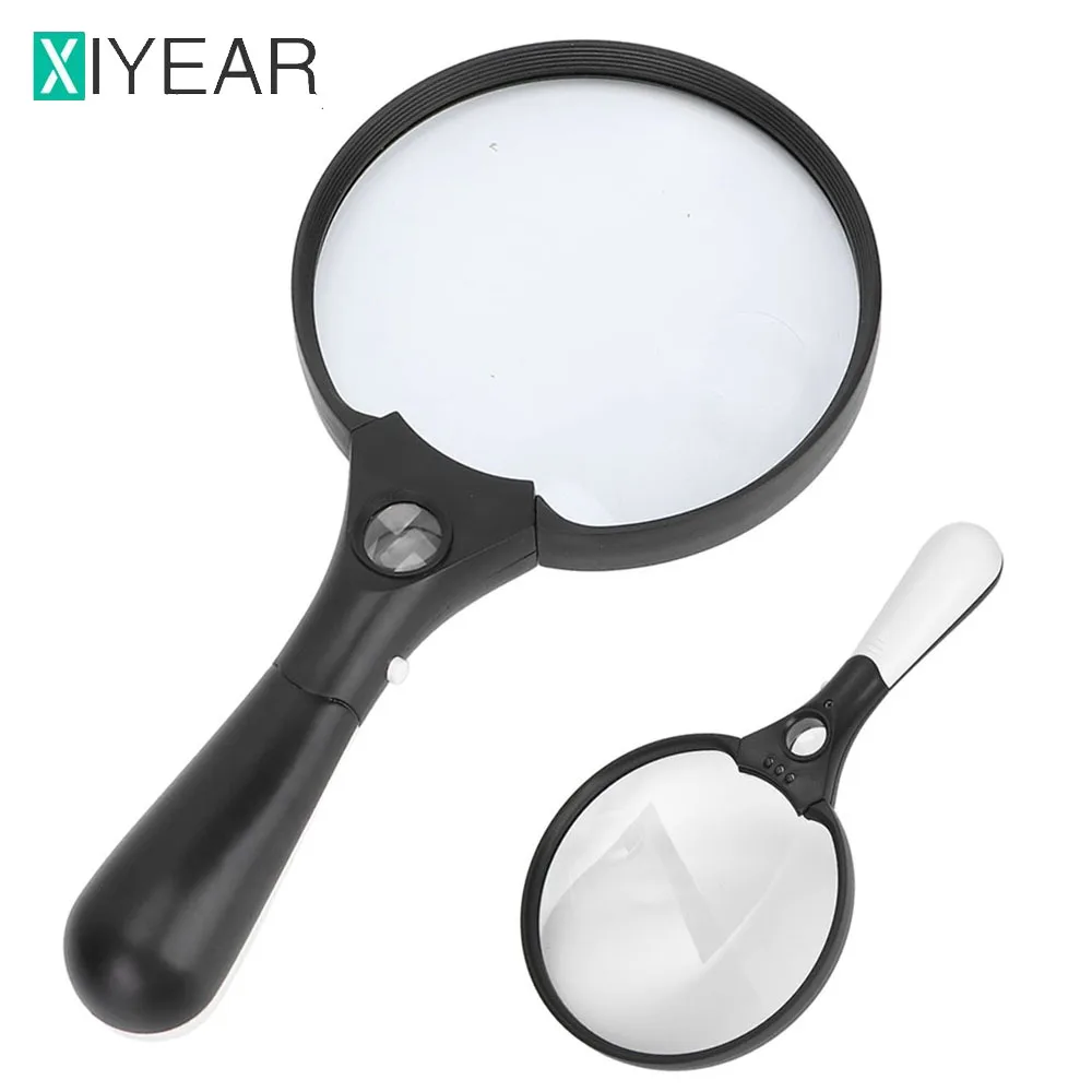 2X 4X 25X Magnifying Glass With Light  Large 5.5 Inch Handheld LED Glass Illuminated Lighted Magnifier For Seniors  Jewelers