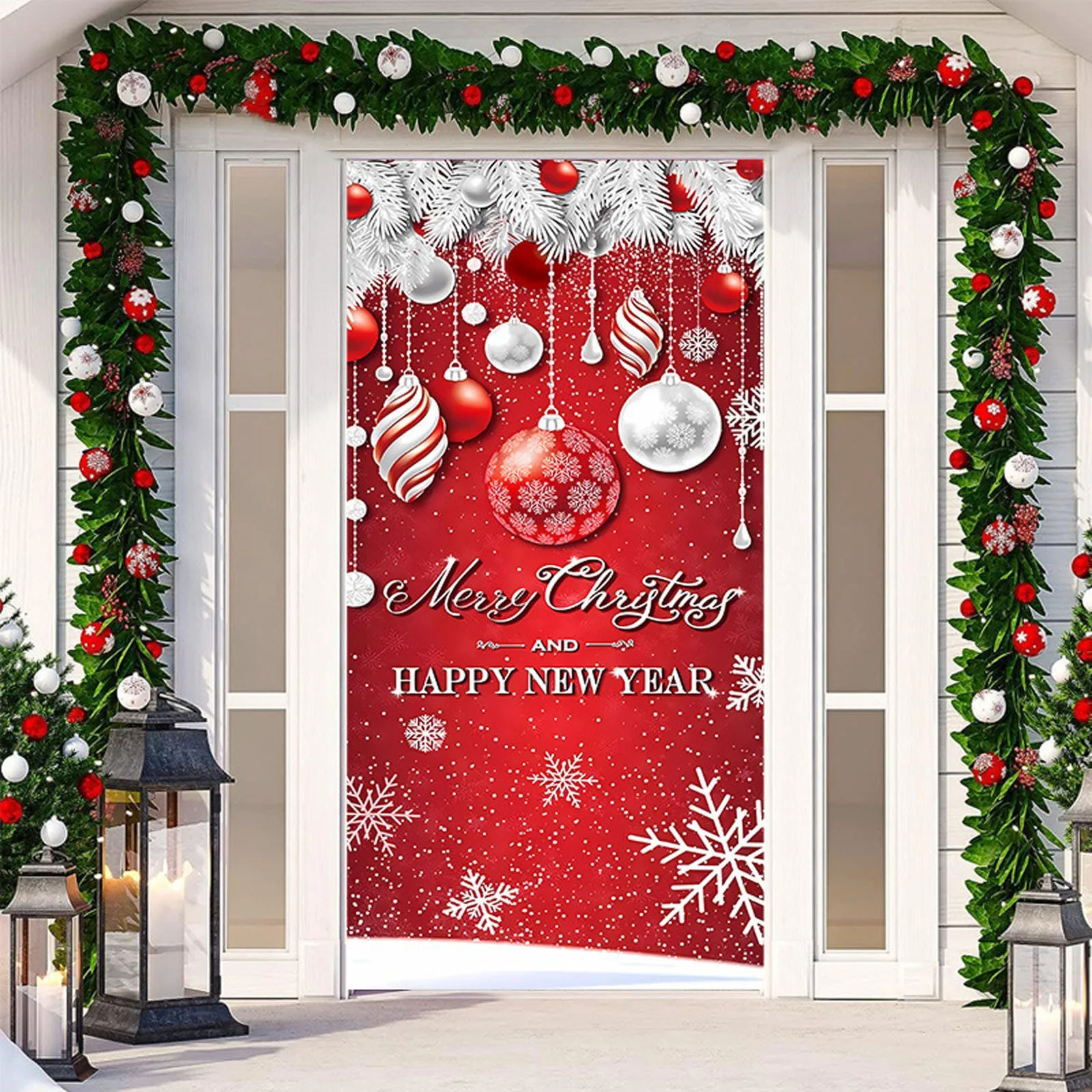 Christmas Decoration 2024 News Christmas Door Decoration Door Cover Hanging Cloth Holiday Party Layout Scene Background 크리스마스장식