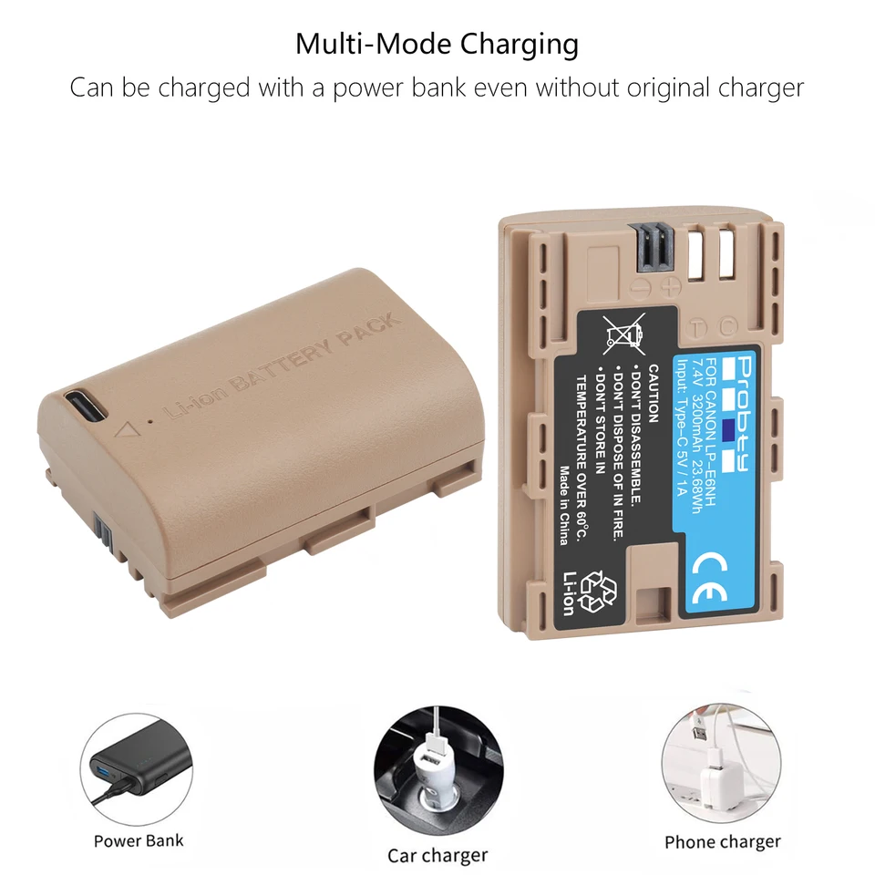 ENEGON 2 x LP-E6 LP-E6N 3000mAh Li-ION Battery Compatible with EOS 5D Mark II, DS Mark III, 5D Mark IV, 5DS, 5DS R, 6D, 7D, 7D Mark II, 7D Mark III, 80D