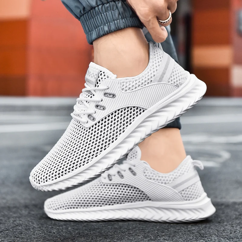 New 2023 White Men\'s Sneakers High Quality Shoes For Men Mesh Breathable Summer Casual Walking Sneaker Tenis Zapatillas Hombre