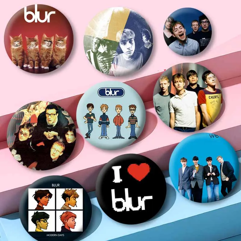 Pop Rock Band Blur Coin Badge Damon Albarn Alex Graham Dave Singer Button Pins Round Lapel Brooch Bag Shirt Shoes Decor Ornament