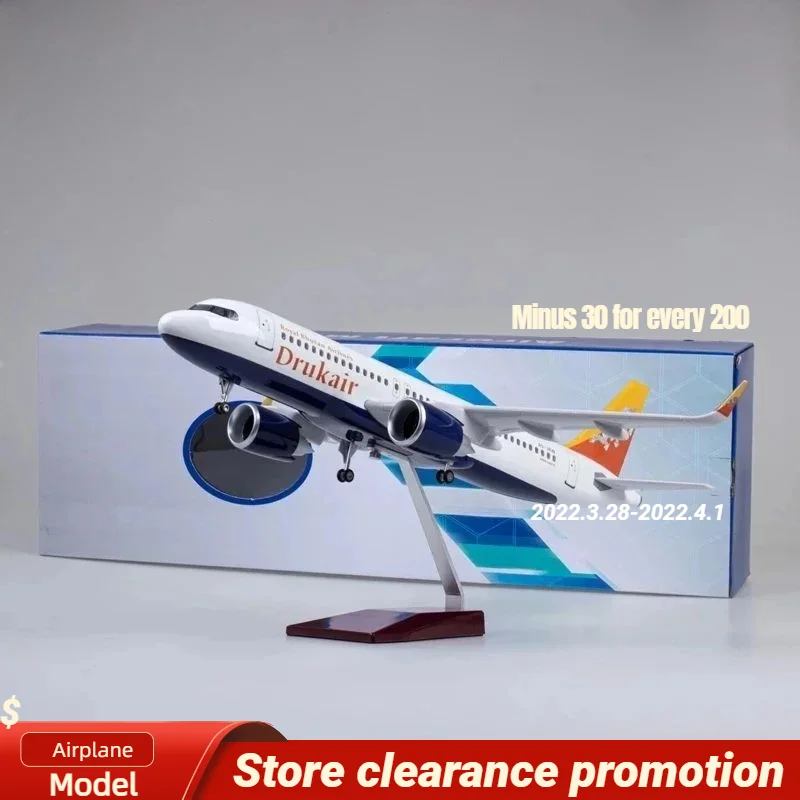 Imagem -02 - Air Dasan Drukair Airlines Modelo de Brinquedo Luz e Roda Landing Gear Diecast Resina Avião Modelo 320neo A320 Neo 8047cm