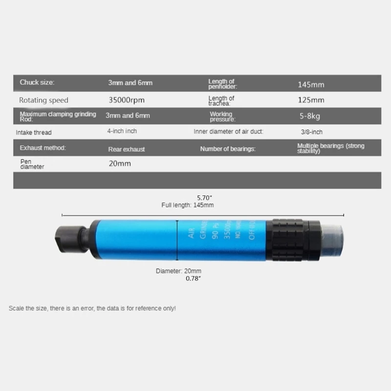 Stiftslijper het potloodtype, 35000 tpm, 5 mm, luchtaangedreven micro-stiftslijperset