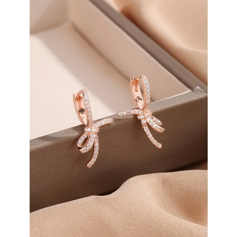 

InsS925 Серебряные простые серьги-гвоздики с галстуком, милые модные темпераментные легкие роскошные новые серьги-гвоздики, ювелирные изделия