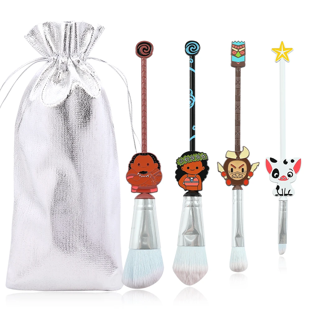 4pcs Disney Movie Moana 2 Makeup Brush Eye Cosmetic Foundation Brush Girlfriend Christmas Gifts