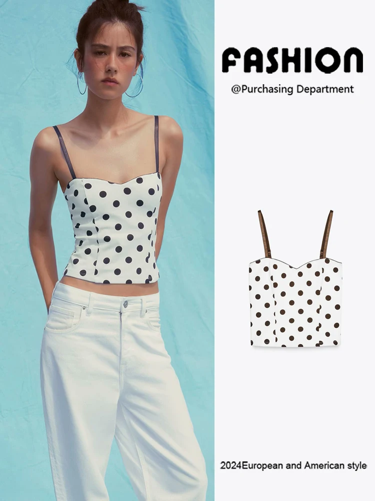 

Новинка лета: женский облегающий топ-бра в горошек без бретелек, универсальный, для повседневной носки, укороченный