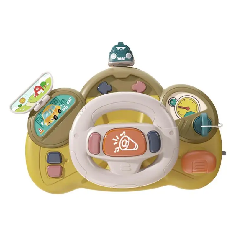 Cartoon Simulate Driving Car Steering Wheel Baby Sounding Toys Kids Early Educational Stroller Driving Musical Toys