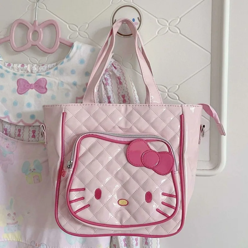 Hello Kitty Y2K Crossbody Cosmetic Bag, PU Leather Zipper Handbag, Cute Cartoon Perfect Waterproof Shoulder Bag For Daily Use