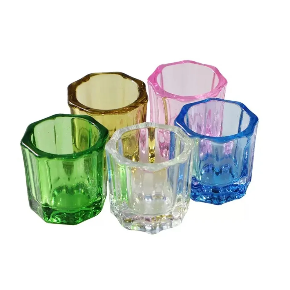 Dental Octagonal Glass Mixing Bowl Cup - Reconcile & Powder Storage Container for Dentistry Lab Tools
