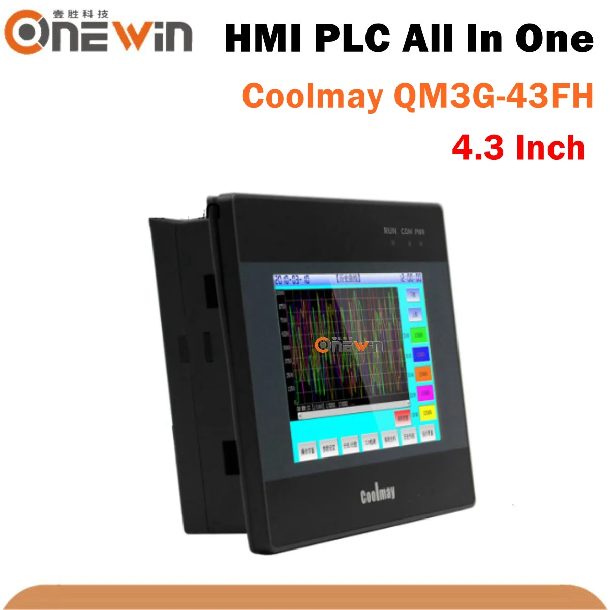 

Coolmay 4.3 Inch HMI PLC All In One QM3G-43FH Touch Screen With Programmable Logic Controller Integrated