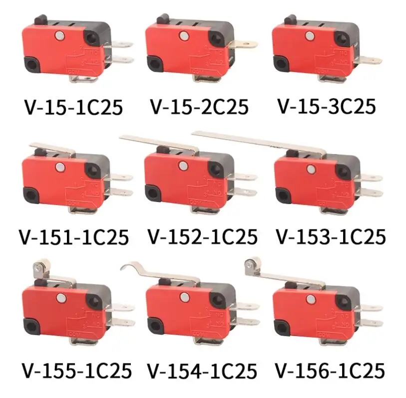 10 sztuk przełącznik podróżny mikroprzełącznik samoresetujący V-15-1C25 V-151-1C25 V-152-1C25 V-153-1C25 V-154-1C25 V-155-1C25 V-156-1C25