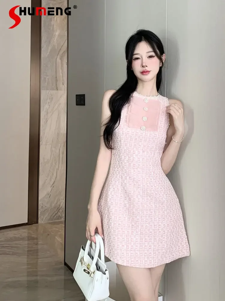 

French Style Sleeveless Slimming Bow Dress for Women 2023 New Spring and Summer Socialite Elegant High-Grade Sexy Pure Dress